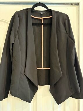 Haute Monde Black Blazer with Blush-Pink Trim